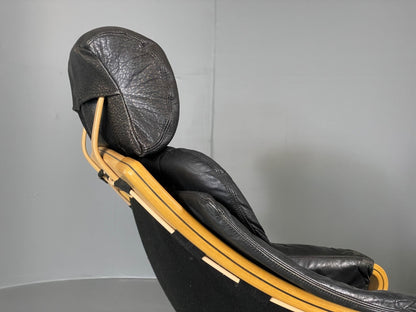 Vintage Danish Lounge Chair Black Leather Skippers Apollo Chair EB6121 MBEN11