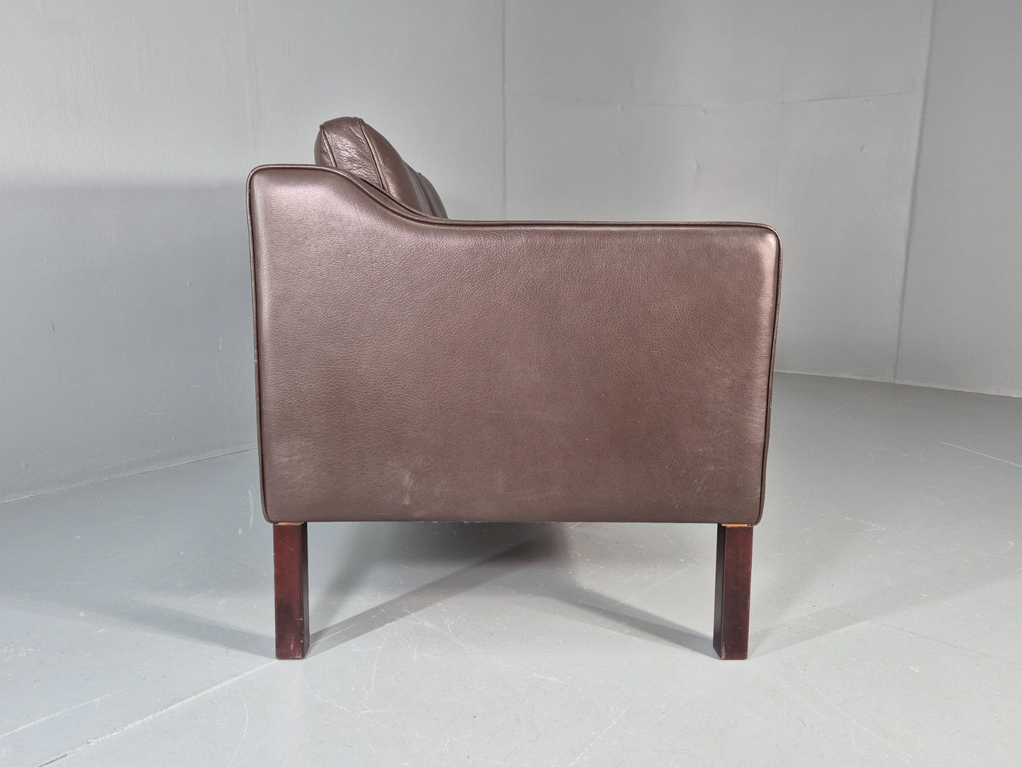 Vintage Danish 2 Seat Settee 1970s Danish Brown Leather Retro MCM EB11633 M2SS10
