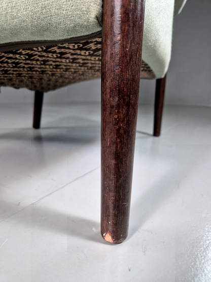 Vintage Danish Lounge Chair Green Faux Suede Stouby 1980s MCM Retro EB7185 MNOR7