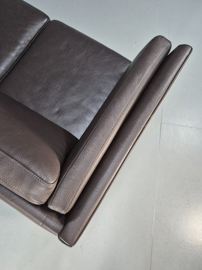 Vintage Danish 3 Seat Black leather Sofa 1980s Retro MCM EB9072 M3SS - UKDK FURNITURE