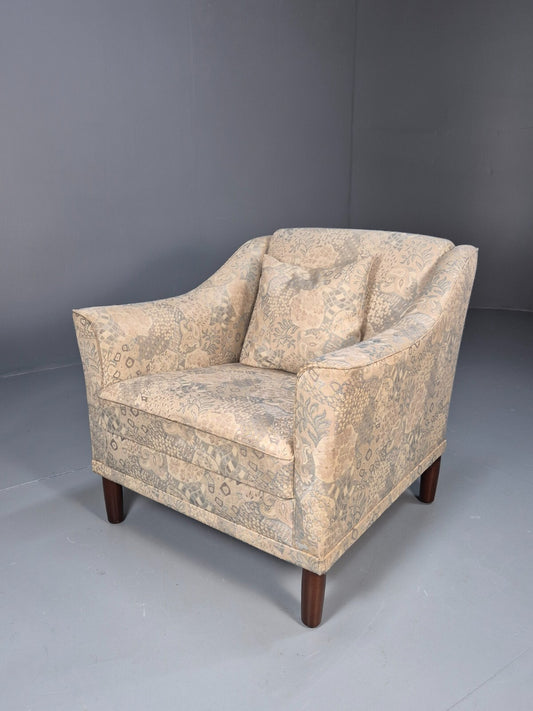 Vintage Danish Lounge Chair Abstract Floral 1980s Material Retro EB09600 MNOR - UKDK FURNITURE