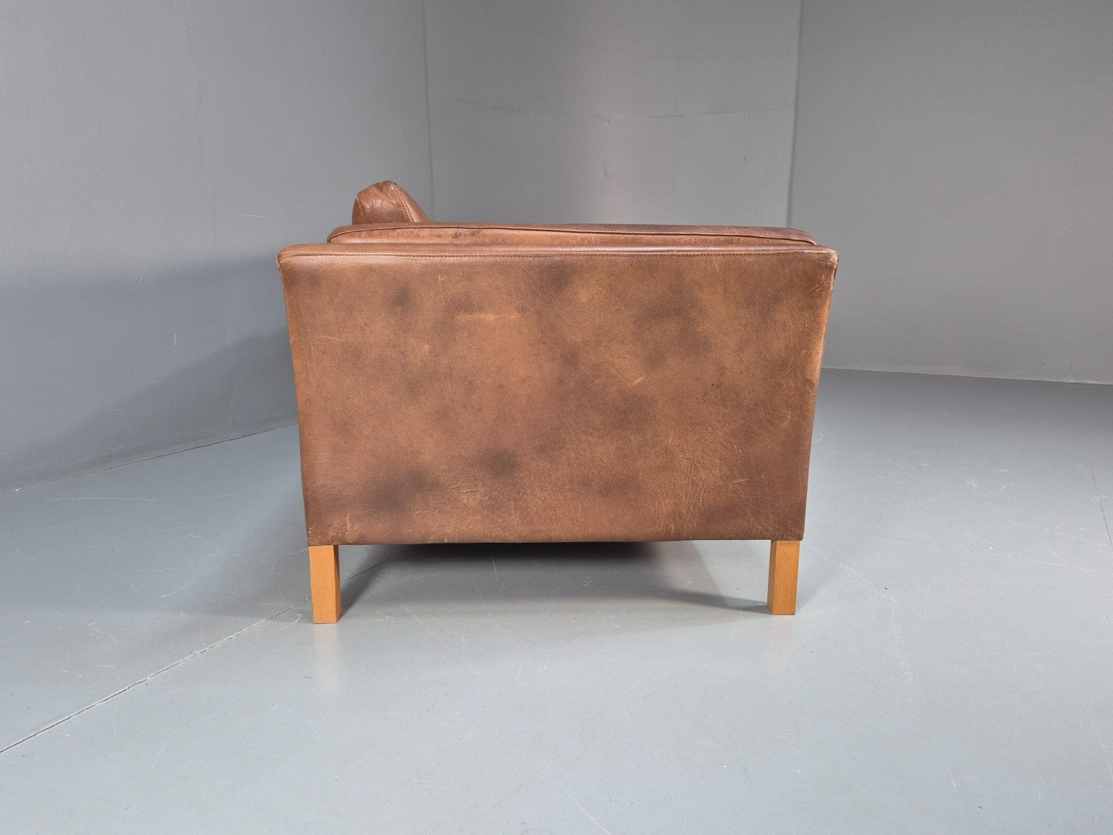 Mid Century Three seater Sofa Brown Leather Vintage Danish 1970s EB10077 M3SS15