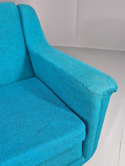 Vintage Swedish Lounge Chair 1960s Retro Dux Mid Century Blue Wool  EB11104 MNOR5