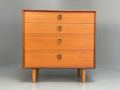 G Plan Teak Chest Of Drawers Vintage 1970s Brass Handles Felt Lined EB9762 MWOO - UKDK FURNITURE