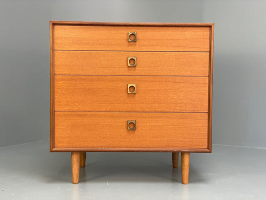 G Plan Teak Chest Of Drawers Vintage 1970s Brass Handles Felt Lined EB9762 MWOO - UKDK FURNITURE