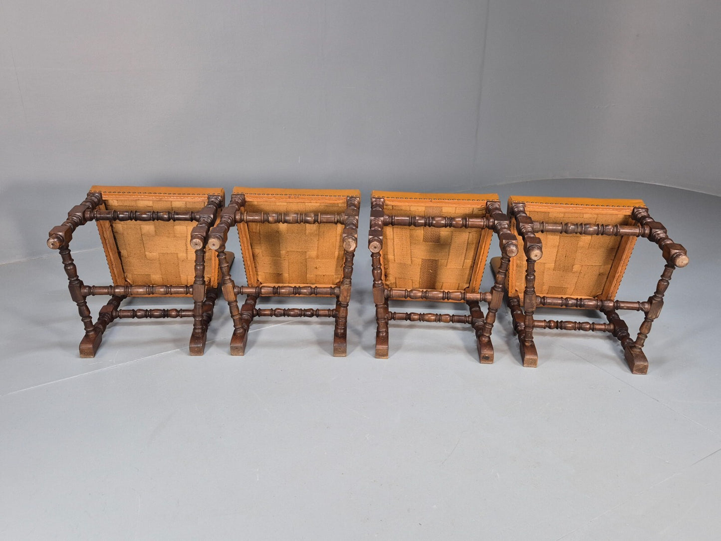 Vintage Tan Leather Dining Chairs Oak Frames 1950s Danish Design EB9660 VDIN - UKDK FURNITURE