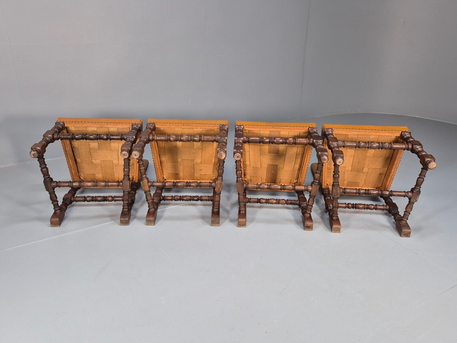 Vintage Tan Leather Dining Chairs Oak Frames 1950s Danish Design EB9660 VDIN - UKDK FURNITURE