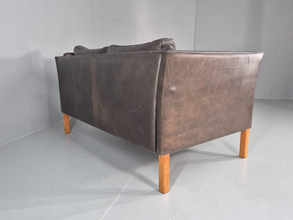 Vintage 2 Seater Sofa Black Leather Danish Retro Mid Century EB10477 M2SS11