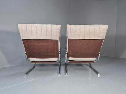 2 1970s Chrome Tube Lounge Chairs New Upholstery Retro Mid Century  EB10617 MNOR11