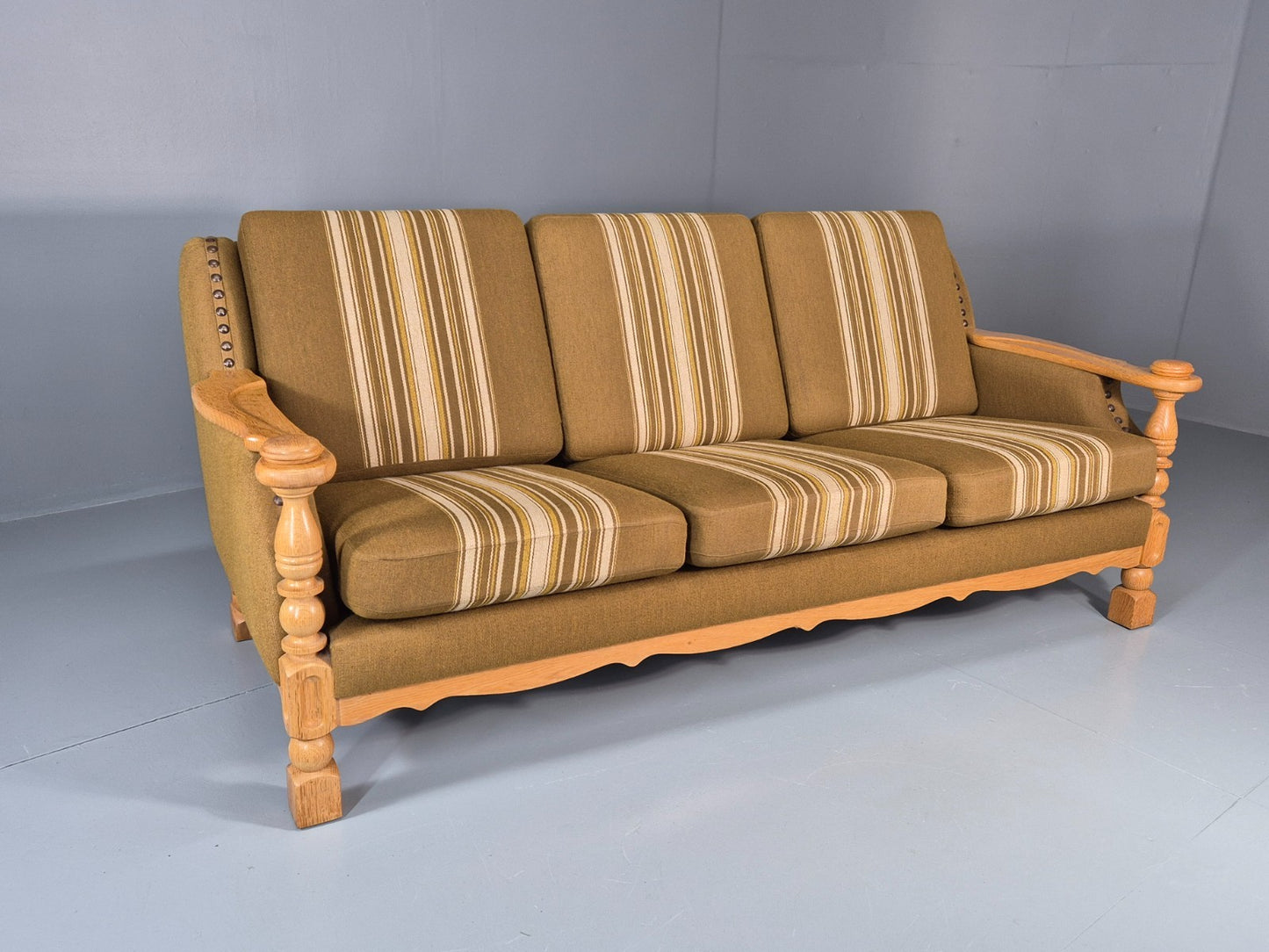 Vintage Danish Three Seater Settee Kjaernulf Style Oak Frame EB11313 M3SS0