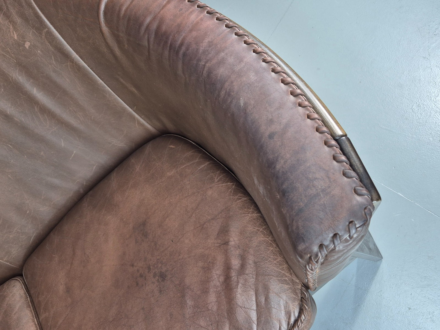 3 Seater Vintage Sofa Danish Mid Century Brown Leather 1970s Retro EB11370 M3SS17