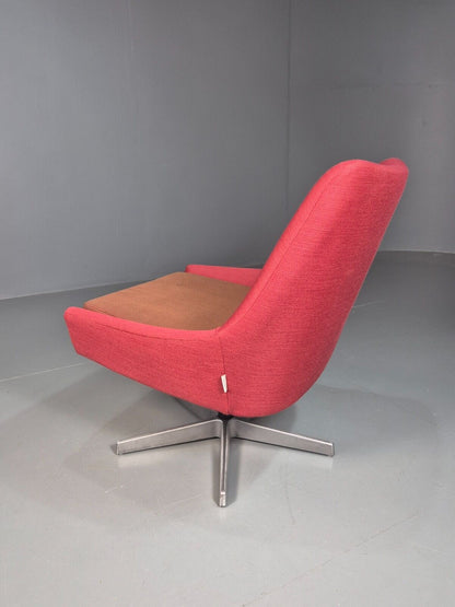 Vintage Swedish Swivel Chair Red Wool Ihreborn 1970s Retro EB7900 MSWI - UKDK FURNITURE