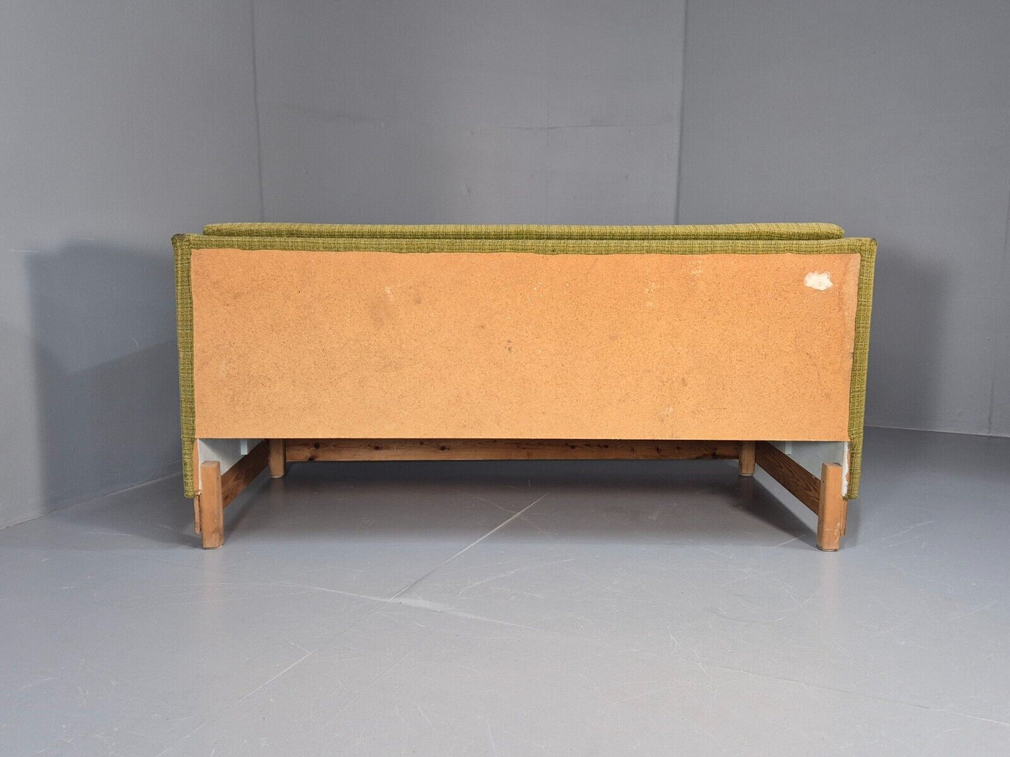 Vintage Danish 2 Seat Sofa Green Wool Teak Arms Retro MCM EB8900 M2SS - UKDK FURNITURE