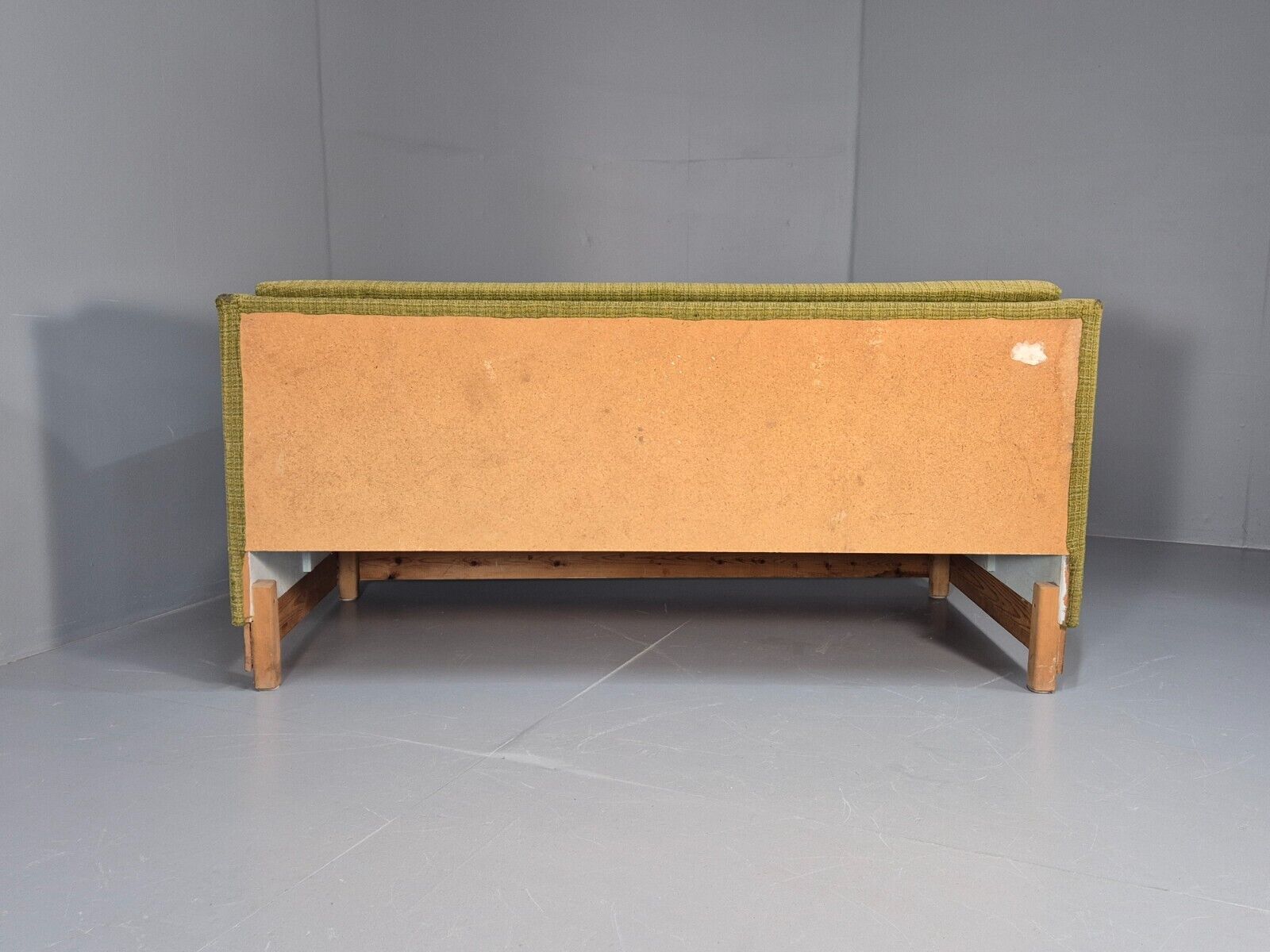 Vintage Danish 2 Seat Sofa Green Wool Teak Arms Retro MCM EB8900 M2SS - UKDK FURNITURE