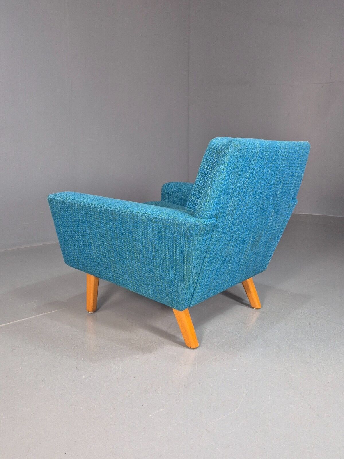 Vintage Swedish Lounge Chair Blue Wool Retro 1960s MCM EB7894 MNOR - UKDK FURNITURE