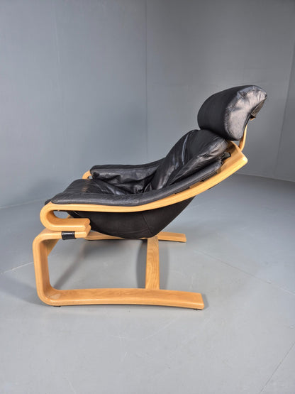 Vintage Skippers Apollo Chair Black Leather Bentwood Frame 1980s MCM EB9292 MBEN - UKDK FURNITURE