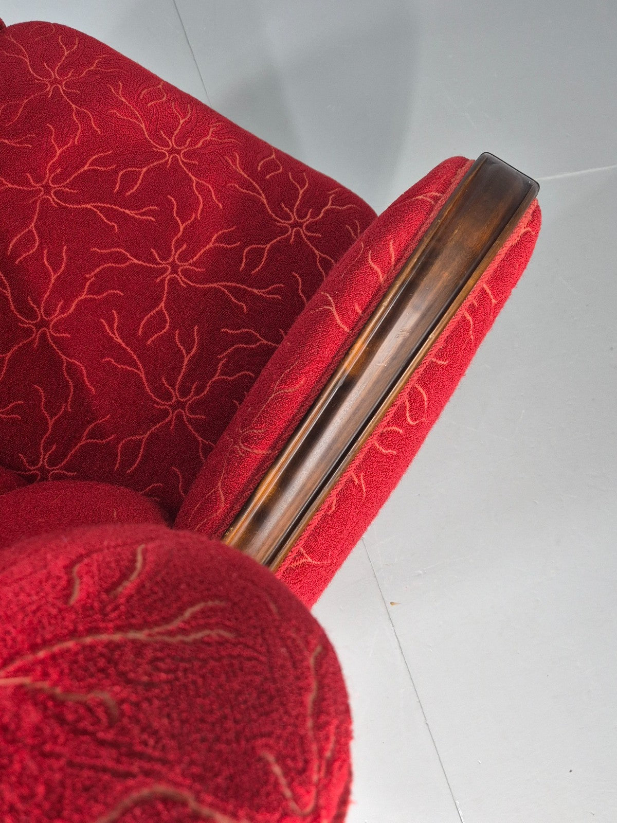 Vintage Art Deco Danish Lounge Chair Red Moquette 1930s EB11394 VCLO10