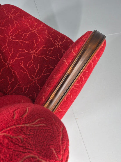 Vintage Art Deco Danish Lounge Chair Red Moquette 1930s EB11394 VCLO10