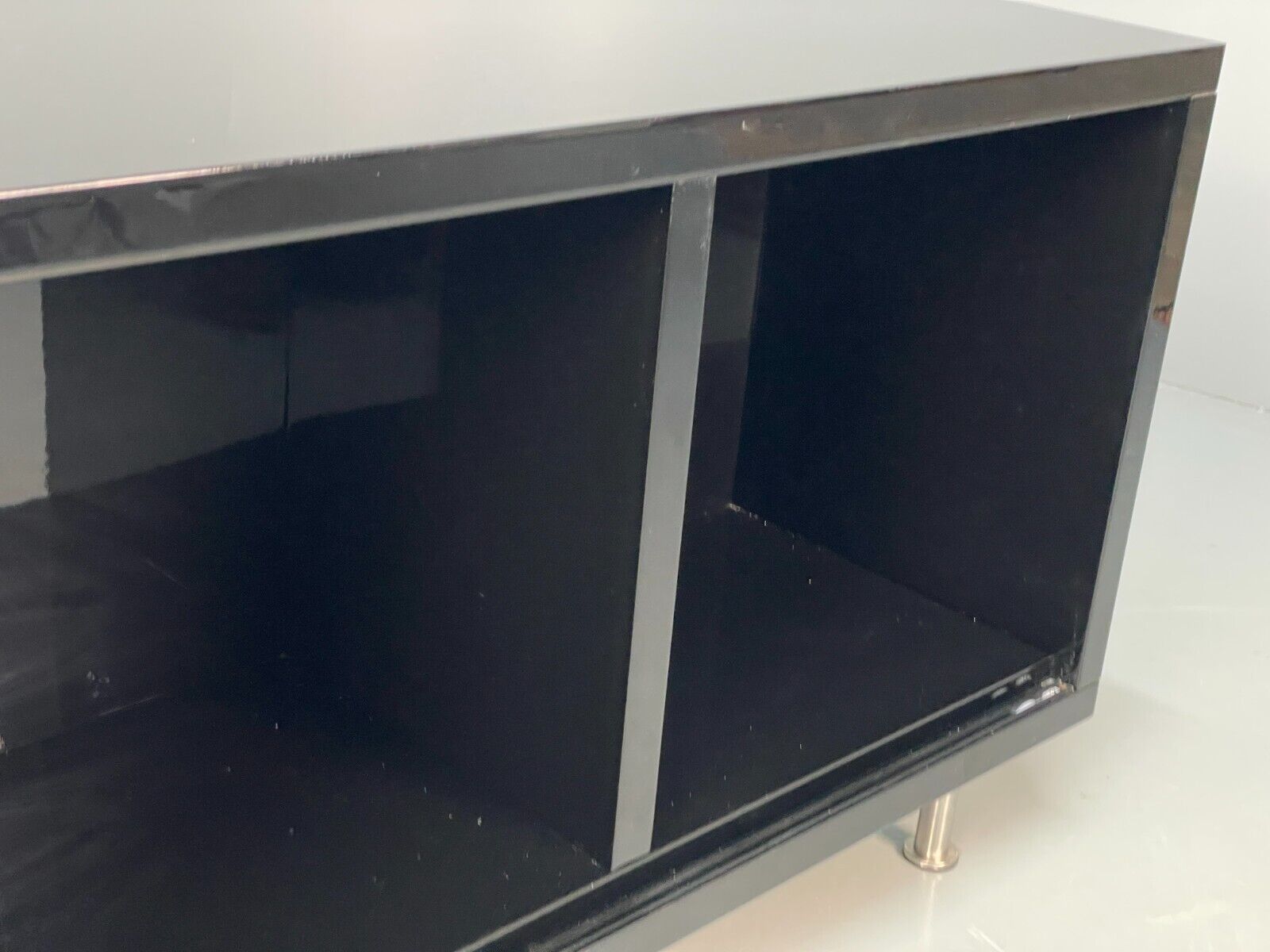 Modern Gloss Black Media Unit Sideboard With Metal Legs EB8660 MWOO - UKDK FURNITURE