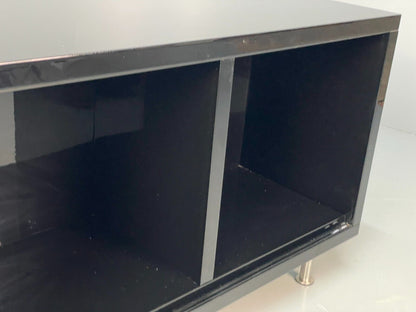 Modern Gloss Black Media Unit Sideboard With Metal Legs EB8660 MWOO - UKDK FURNITURE