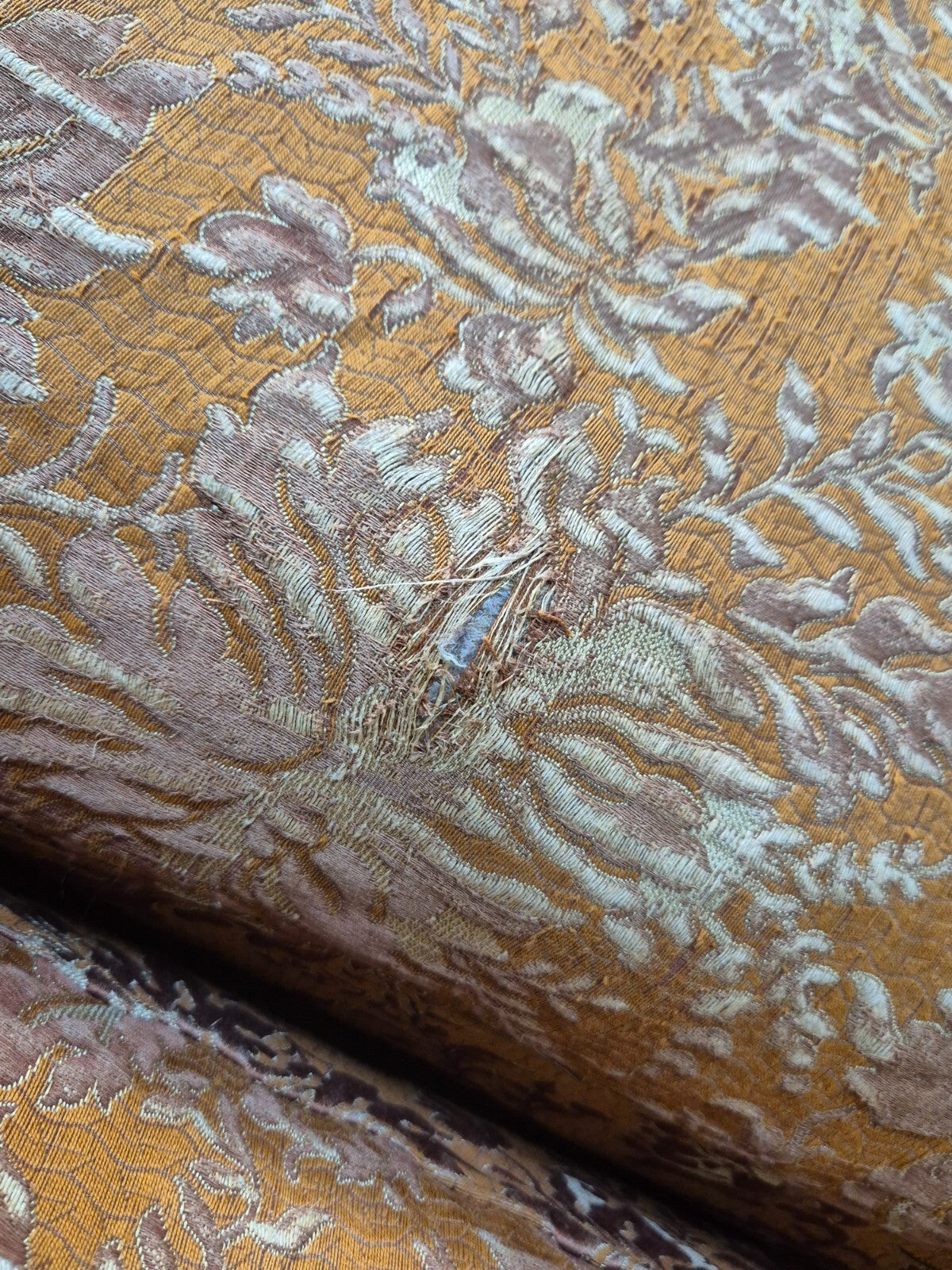 Vintage Danish Banana Sofa Gold Velour Carved Legs 1920s Antique Eb8055 V3SS10