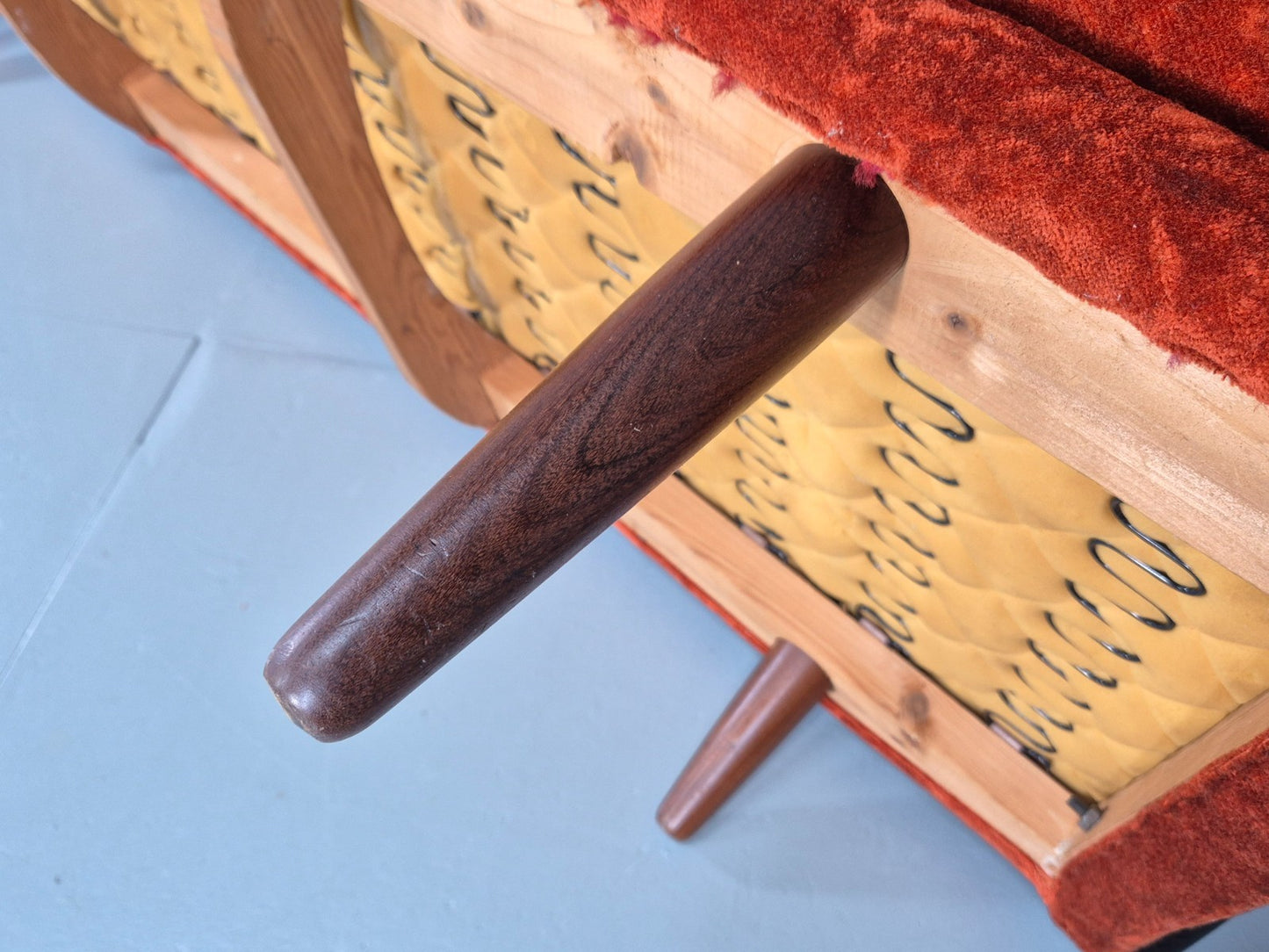 Vintage Danish Three Seater Settee Orange and Black 1960s Retro MCM EB11333 M3SS9