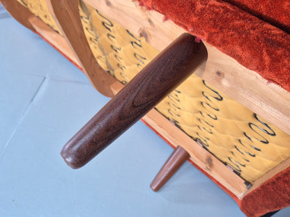 Vintage Danish Three Seater Settee Orange and Black 1960s Retro MCM EB11333 M3SS9