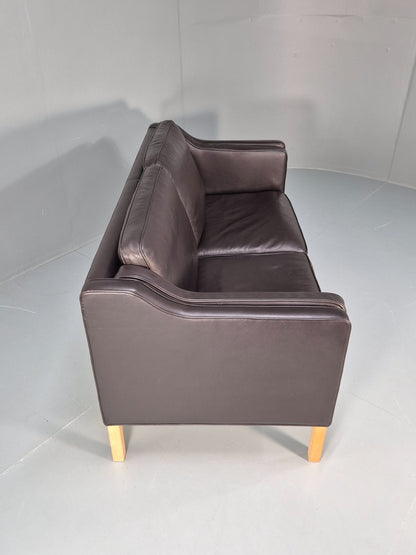 Mid Century Two Seater Sofa Danish Brown Leather Mogensen Vintage  EB10107 M2SS12