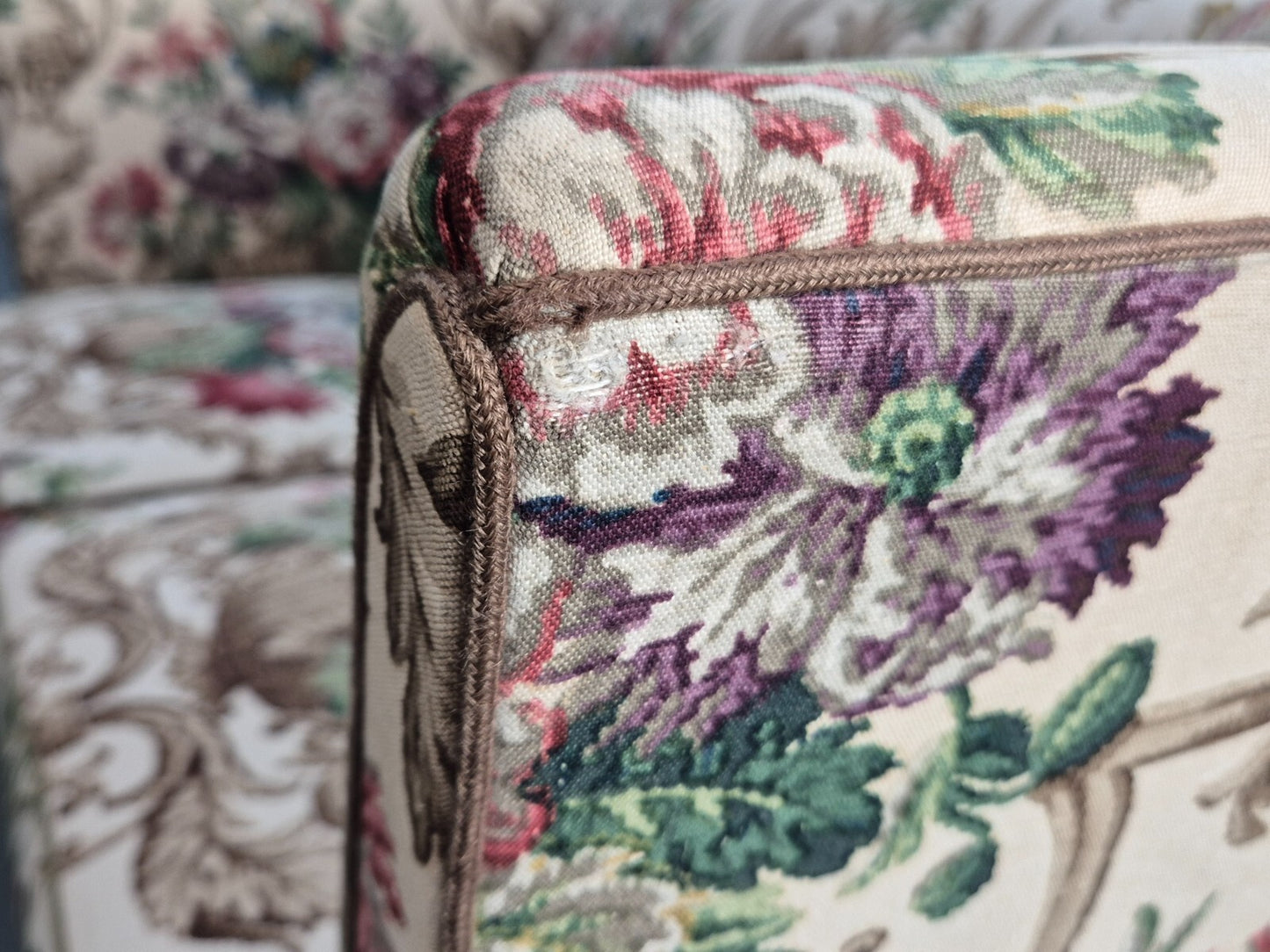 Vintage 1940s Danish 2 Seat Sofa Classical Floral Upholstery EB9659 V2SS - UKDK FURNITURE