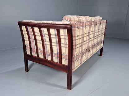 Vintage Danish 2 Seat Sofa Tartan Cotton Wood Frame Stouby 1980s MCM EB8598 M2SS - UKDK FURNITURE