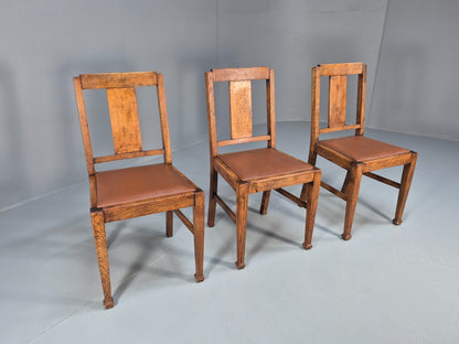 3 Arts and Crafts Heals style Oak Dining Chairs 1920s EB10695 VDIN1