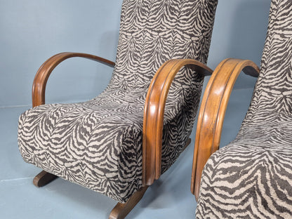 2 Art Deco Rocking Chairs New Zebra Pattern Upholstery Vintage 1940 EB10921 VCAR3