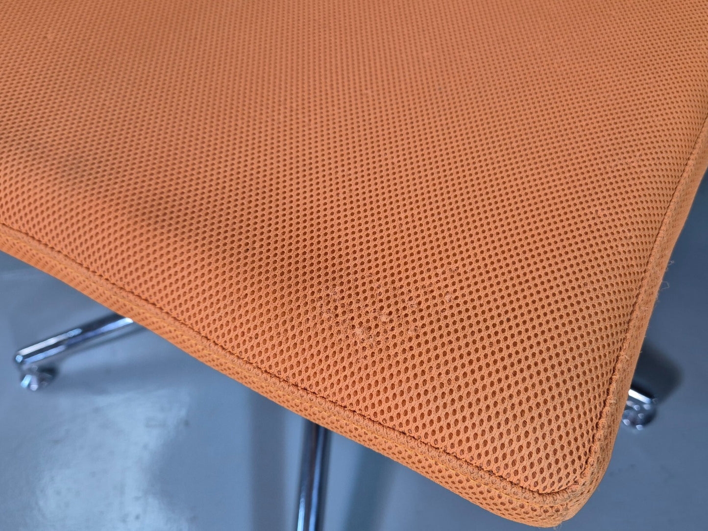 Vintage Danish Swivel Chair and Footstool Orange Chrome Retro 1980s EB7357 MSWI5