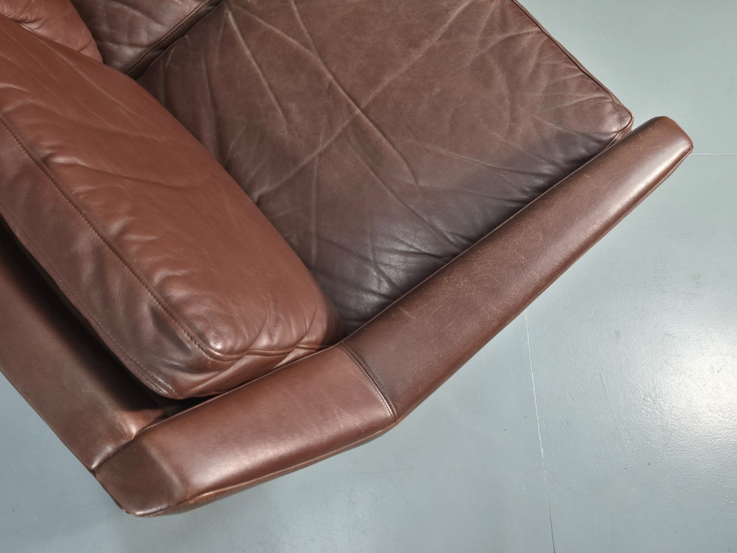 Mid Century Leather 3 Seat Sofa Brown Leather 1960s Retro  EB11367 M3SS17