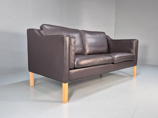 Mid Century Two Seater Sofa Danish Black Leather Mogensen Vintage  EB10107 M2SS1