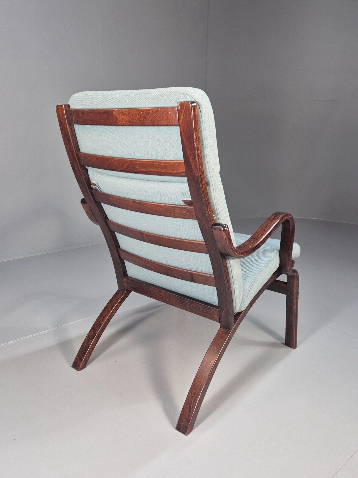 Vintage Danish Lounge Chair Blue Wool Bentwood Stouby 1980s Retro EB8849 NCLO - UKDK FURNITURE