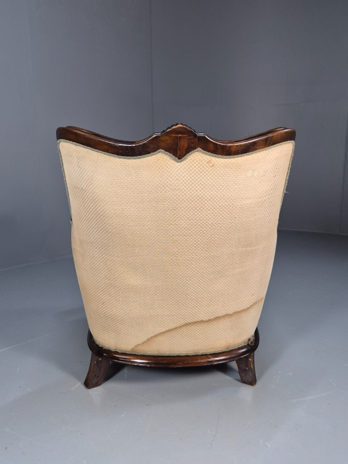 Antique Mahogany Shell Back Cream And Green Armchair Floral Pattern EB9531 VCLO - UKDK FURNITURE