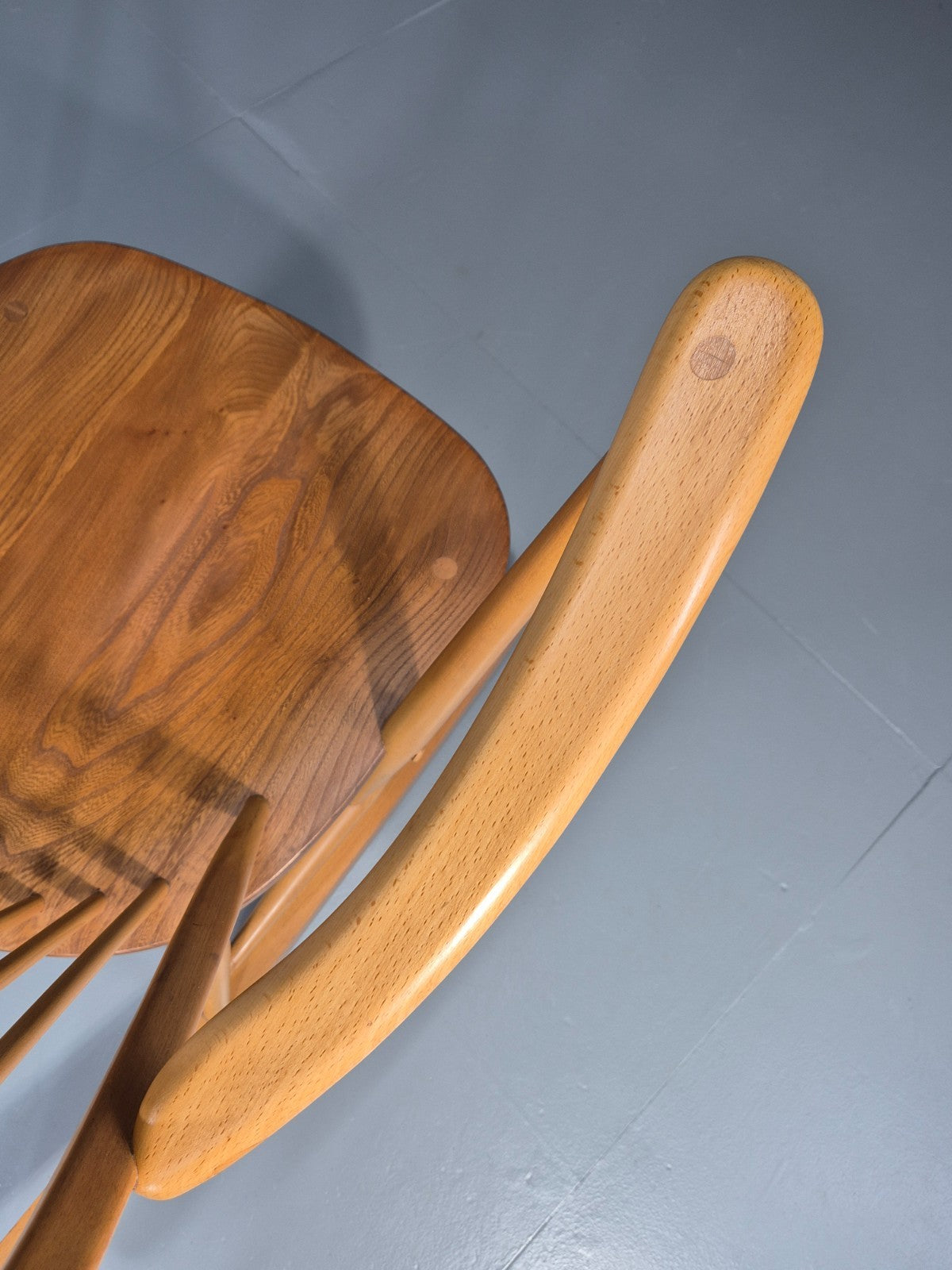 Vintage Ercol Rocking Chair Model 315 Grandfather Chair Blonde Wood EB11273 MNOR6