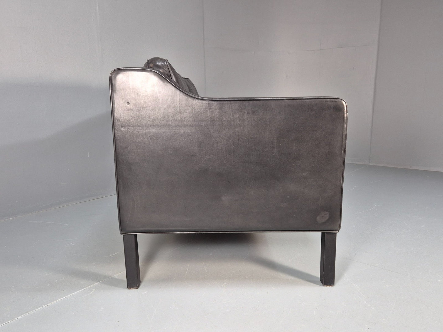 Vintage Stouby Eva Two Seater Sofa Black Leather Mogensen 1980 EB10111 M2SS12