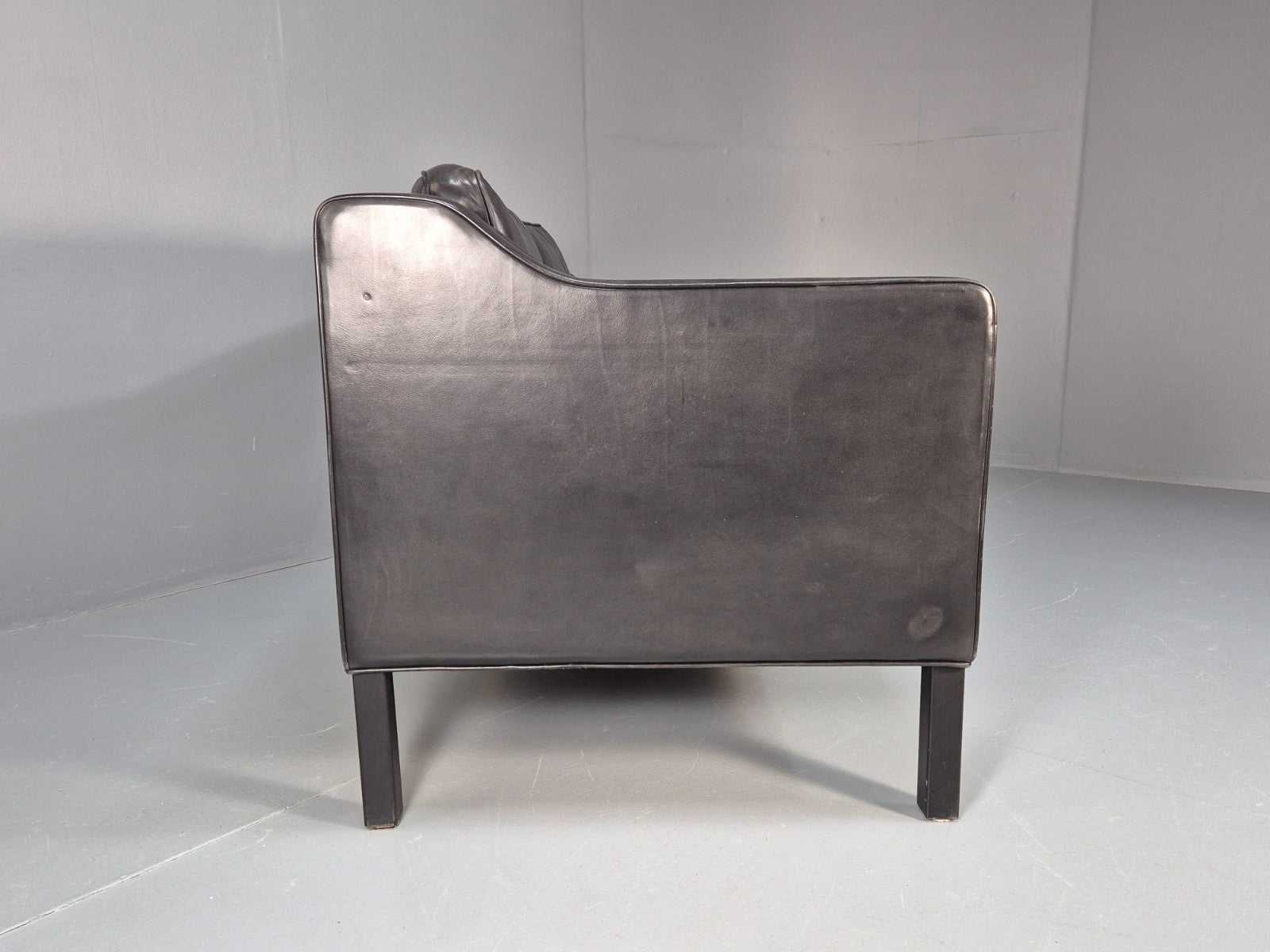 Vintage Stouby Eva Two Seater Sofa Black Leather Mogensen 1980 EB10111 M2SS12