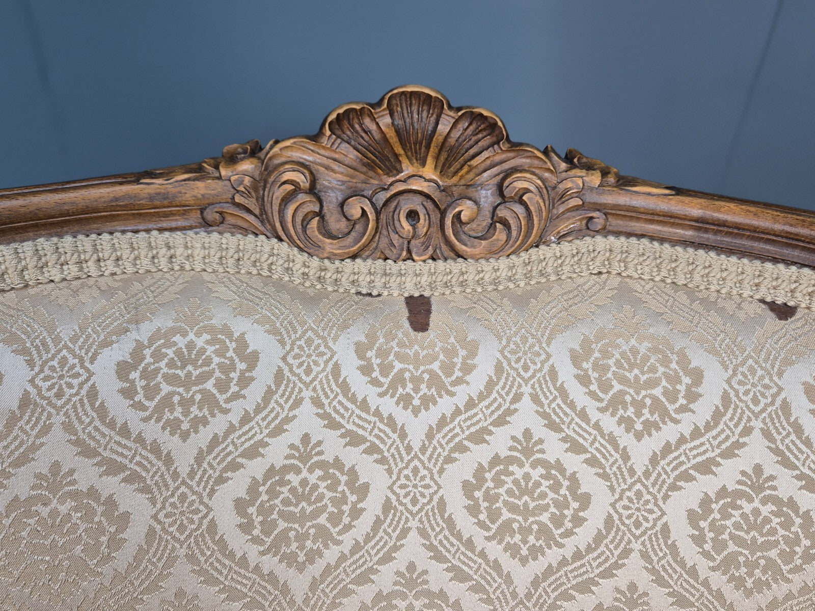 High and Low Back Danish Antique Rococo Style Lounge Chairs Damask EB9036 VCLO - UKDK FURNITURE