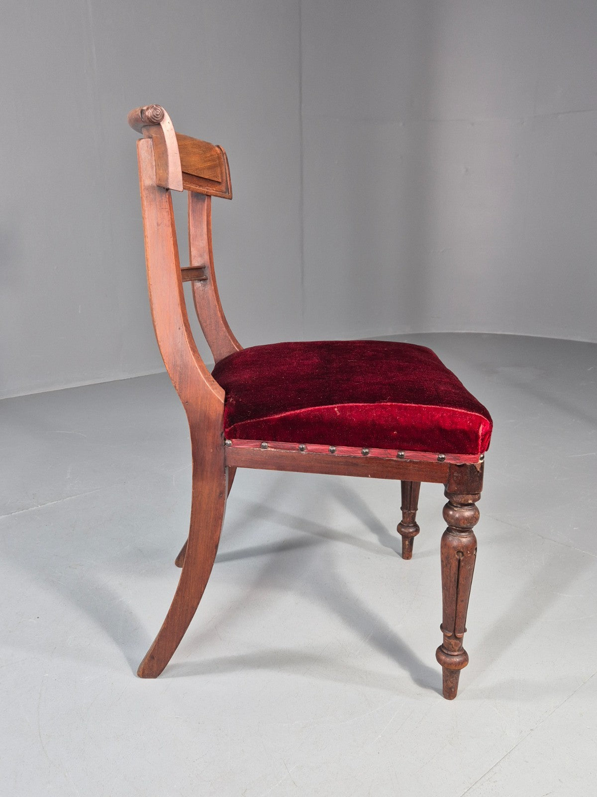 Antique William IV Mahogany Dining Chair Red Velvet Upholstery 1830 EB11224 VDIN5