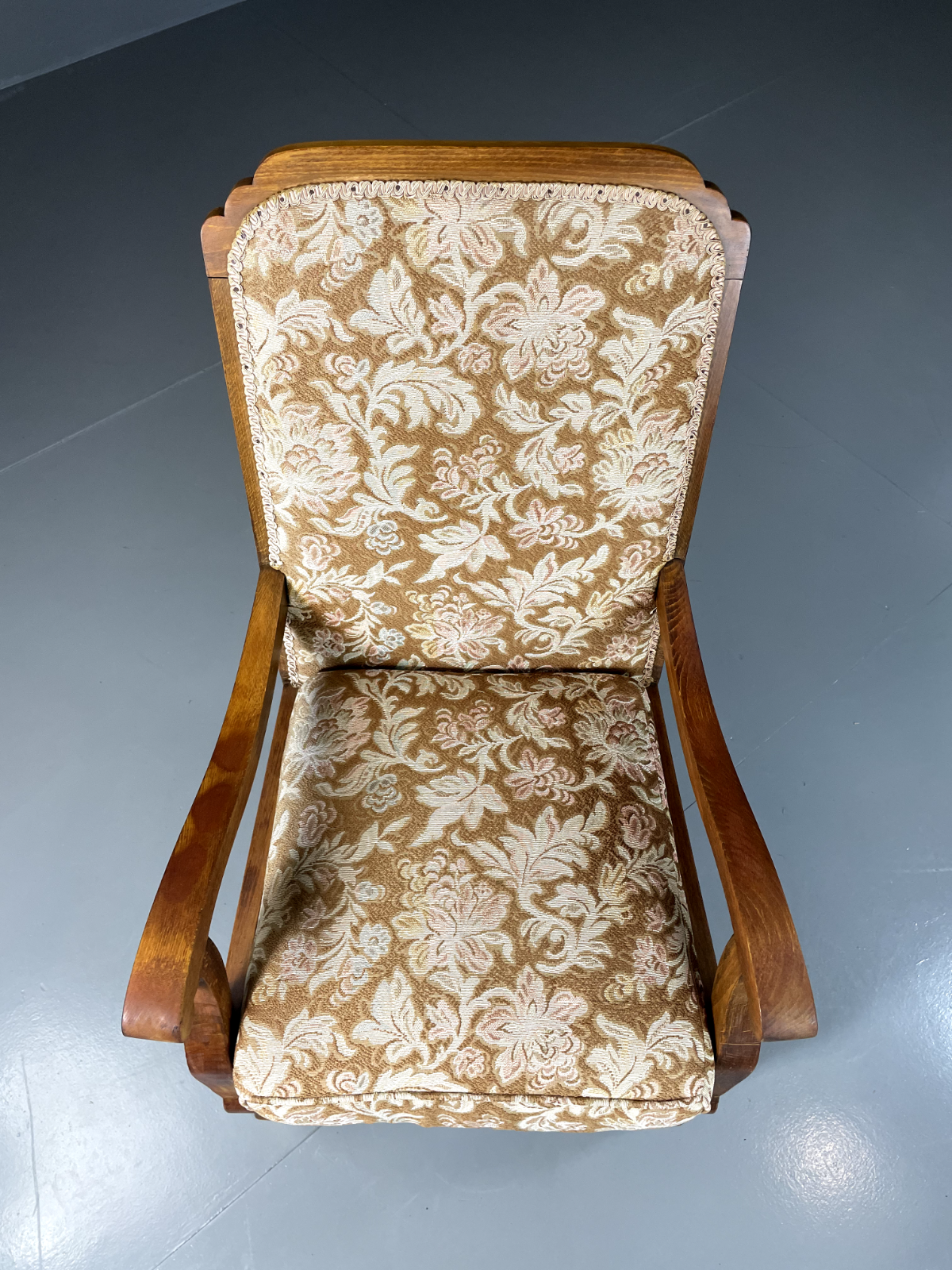 Danish Vintage Beech Framed Open Armchair With Floral Seat, Retro EB5675 VCLO - UKDK FURNITURE