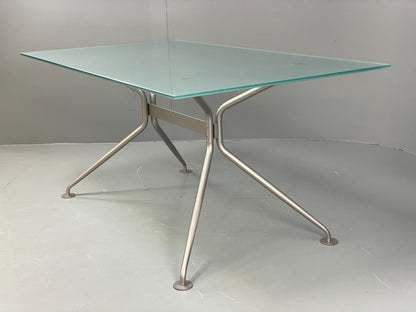 Italian Glass Dining Table Calligaris 'Play' Modern Steel Frame EB11542 MWOO14