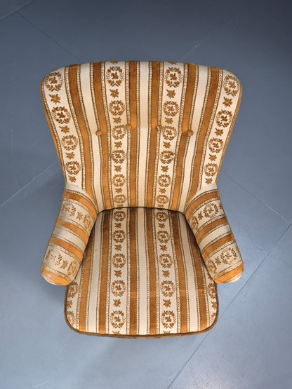 Retro Tub Lounge Chair Vintage Denmark 1960s Orange and Cream  EB10735 VCLO6