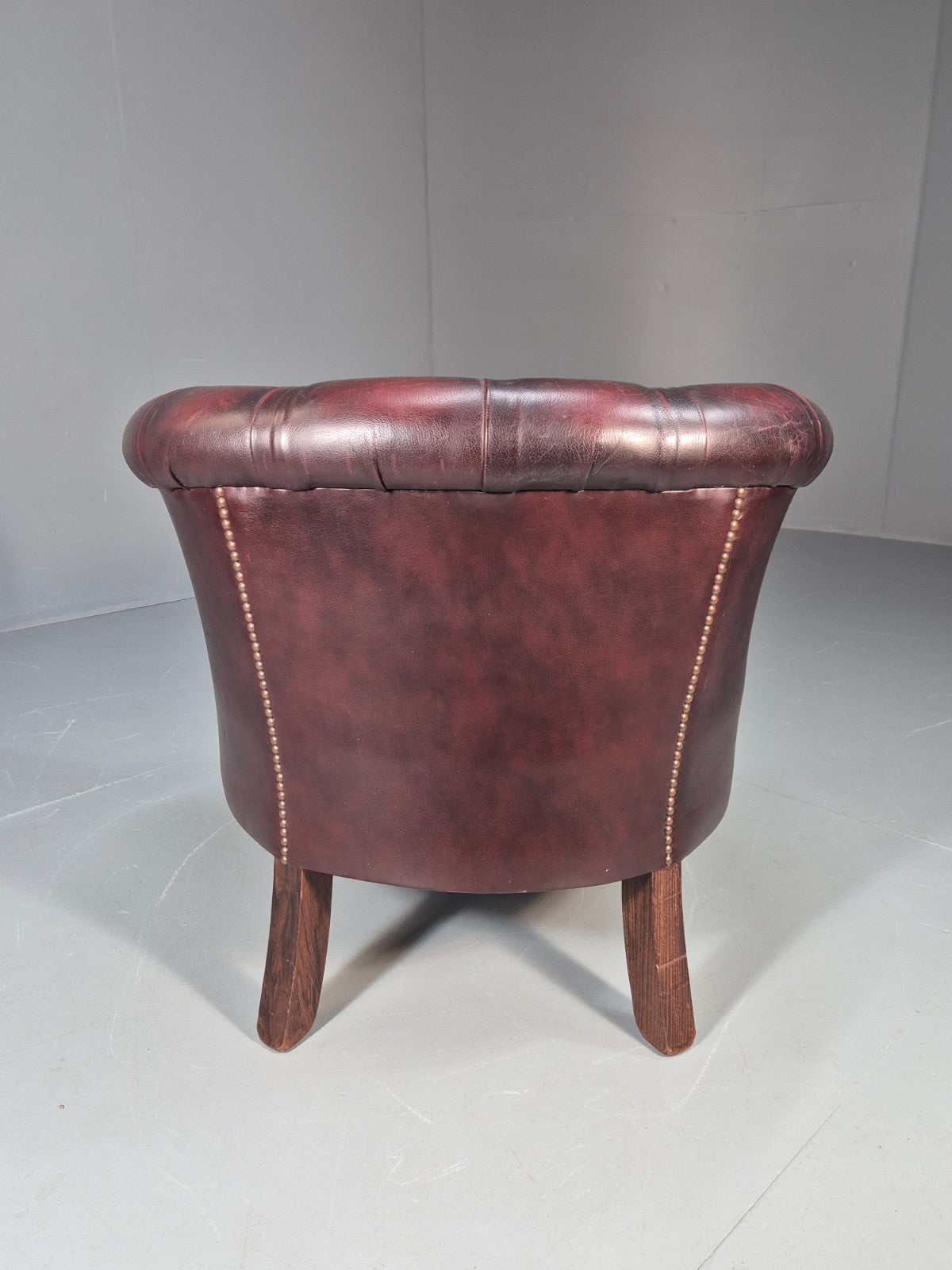 Leather Club Chair Danish Vintage Oxblood Buttoned 1980s Repro EB10756 VLEA13