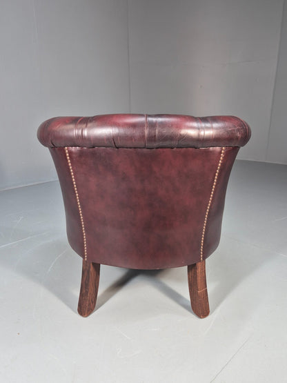 Leather Club Chair Danish Vintage Oxblood Buttoned 1980s Repro EB10756 VLEA13