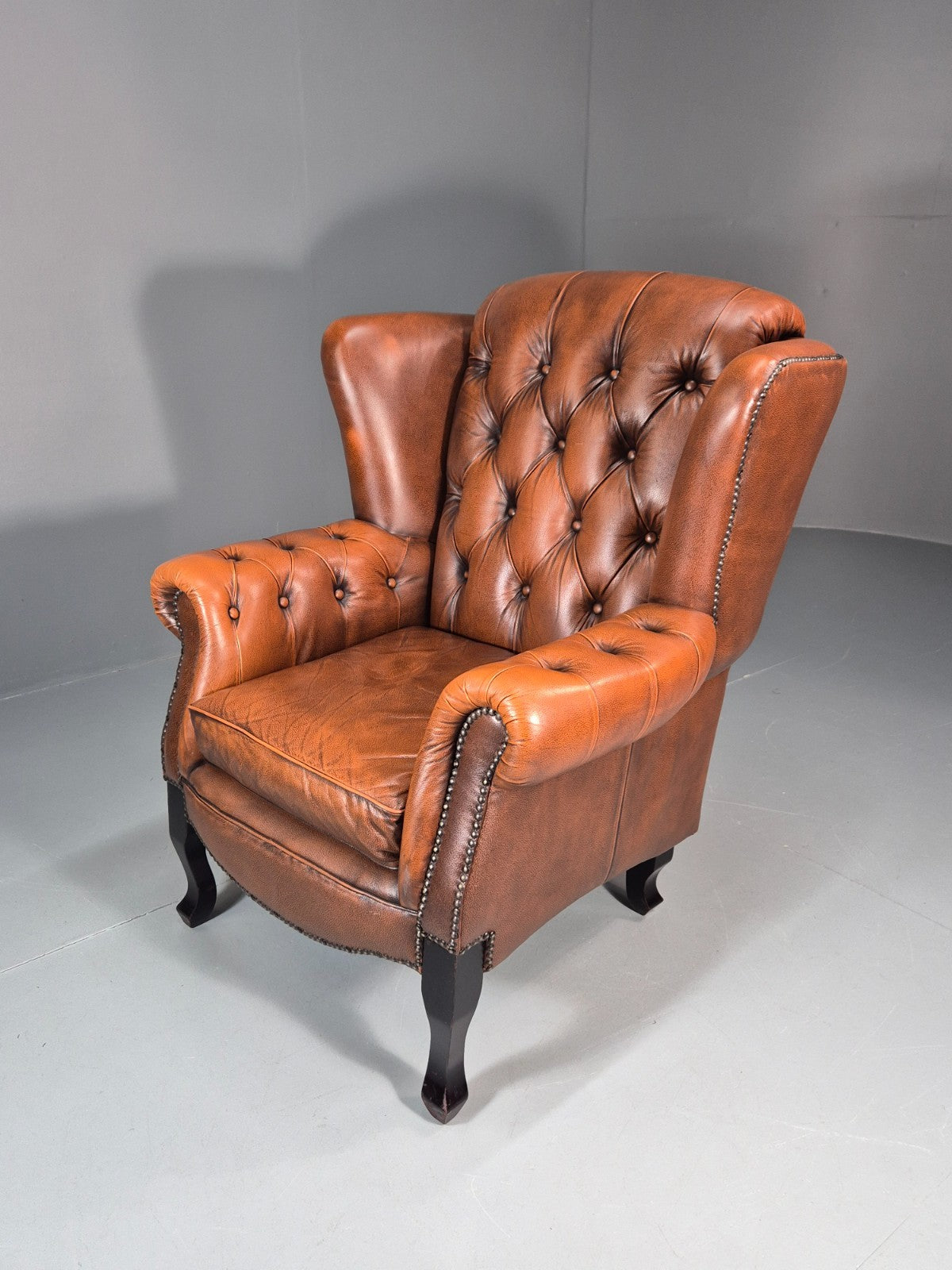 Vintage Leather Wing Back Club Chair  Denmark Chesterfield Style  EB10732 VLEA0