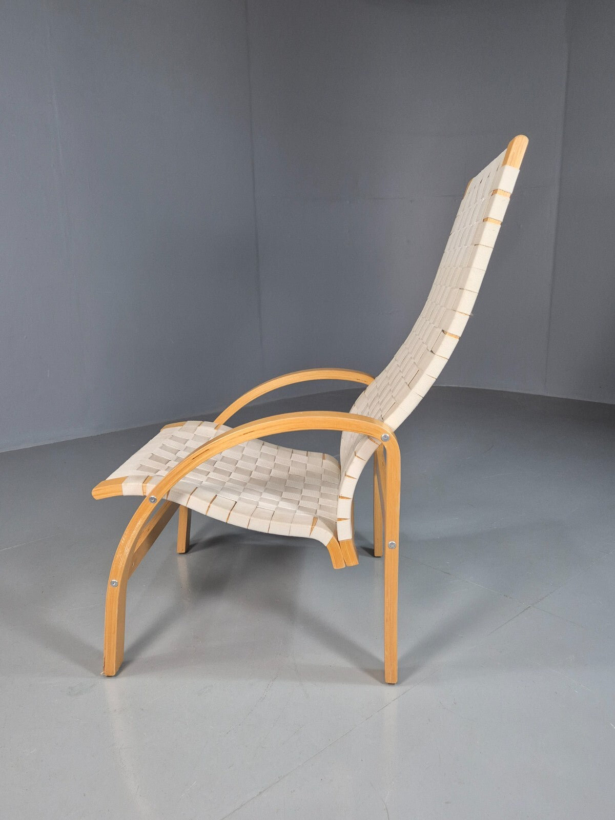 Vintage Danish Lounge Chair Canvas Bentwood Aalto Style 1980s Retro EB8240 MBEN1