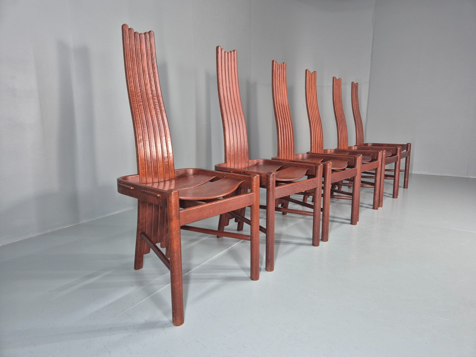 6 1980s Post Modern design Dining Chairs Allmilmo Retro Brutalist EB11000 VDIN1